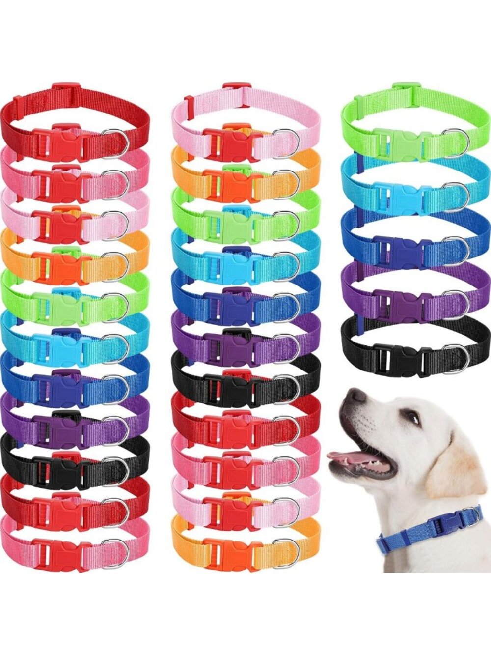 27 Pcs Adjustable Dog Collars in Cute Colors - Bulk Set for Large Dogs